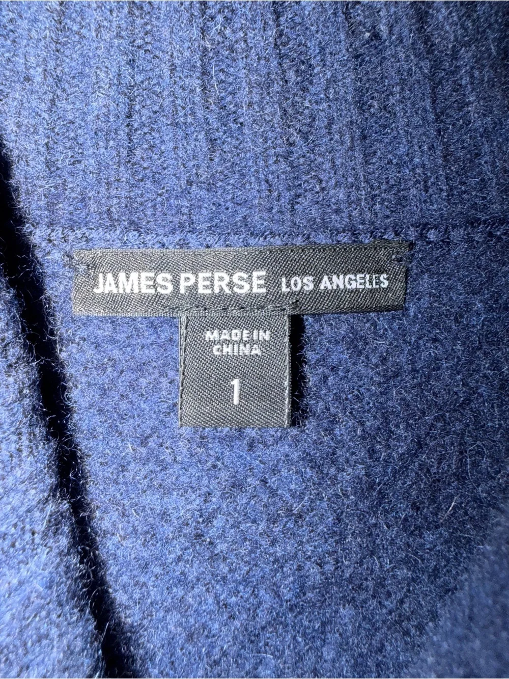 James Perse Los Angeles 100% Cashmere Shawl Collar Sweater Size 1 (S) Navy Blue